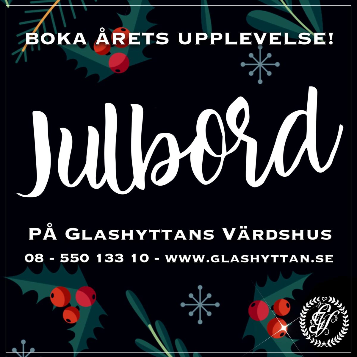 Julbord på Glashyttan 2021! Glashyttans Sjökrog & Värdshus